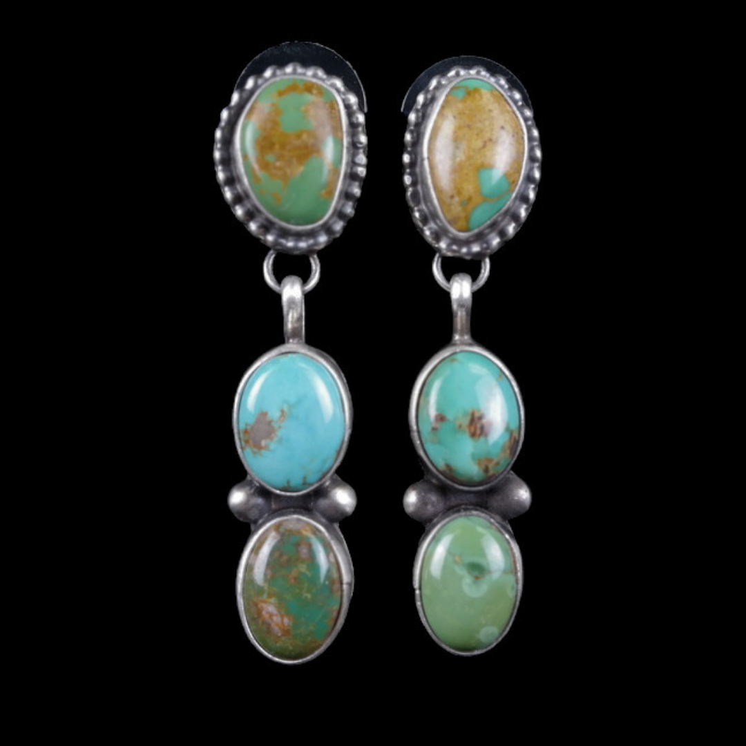 Three-Stone Turquoise Earrings