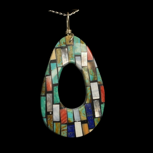 Multi-Stone Shell Inlay Pendant by Charlene Reano