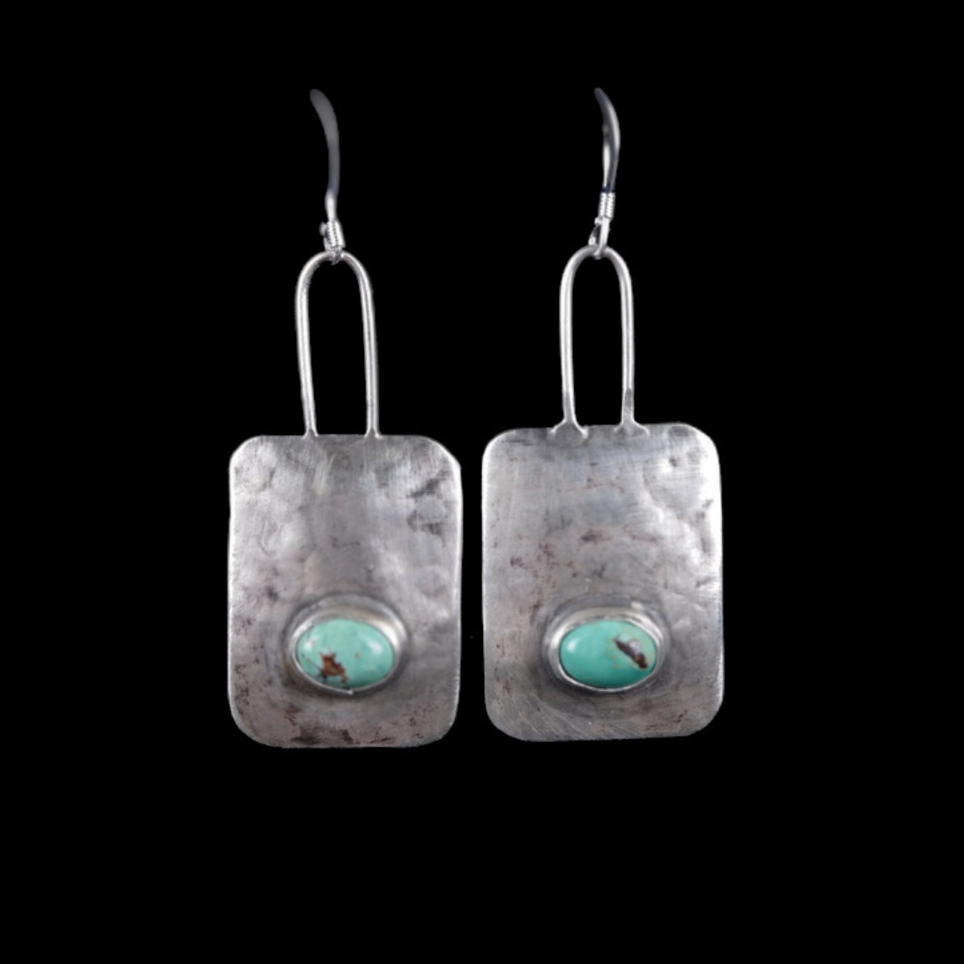 Sliver Tab Turquoise Earrings