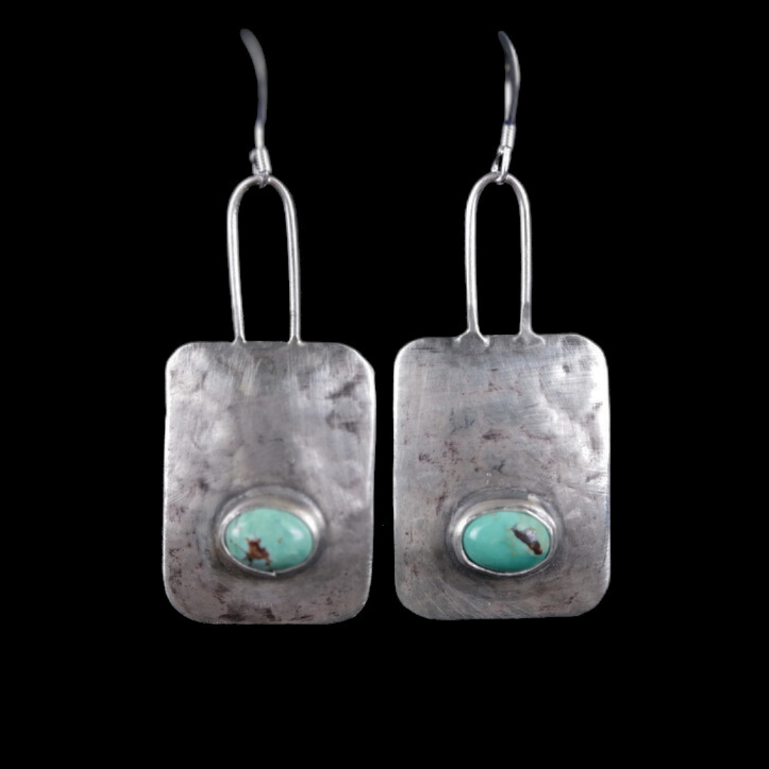 Sliver Tab Turquoise Earrings