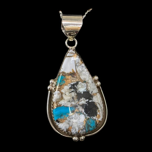 Mixed Stone Composite Sterling Silver Pendant by Nelson Morgan