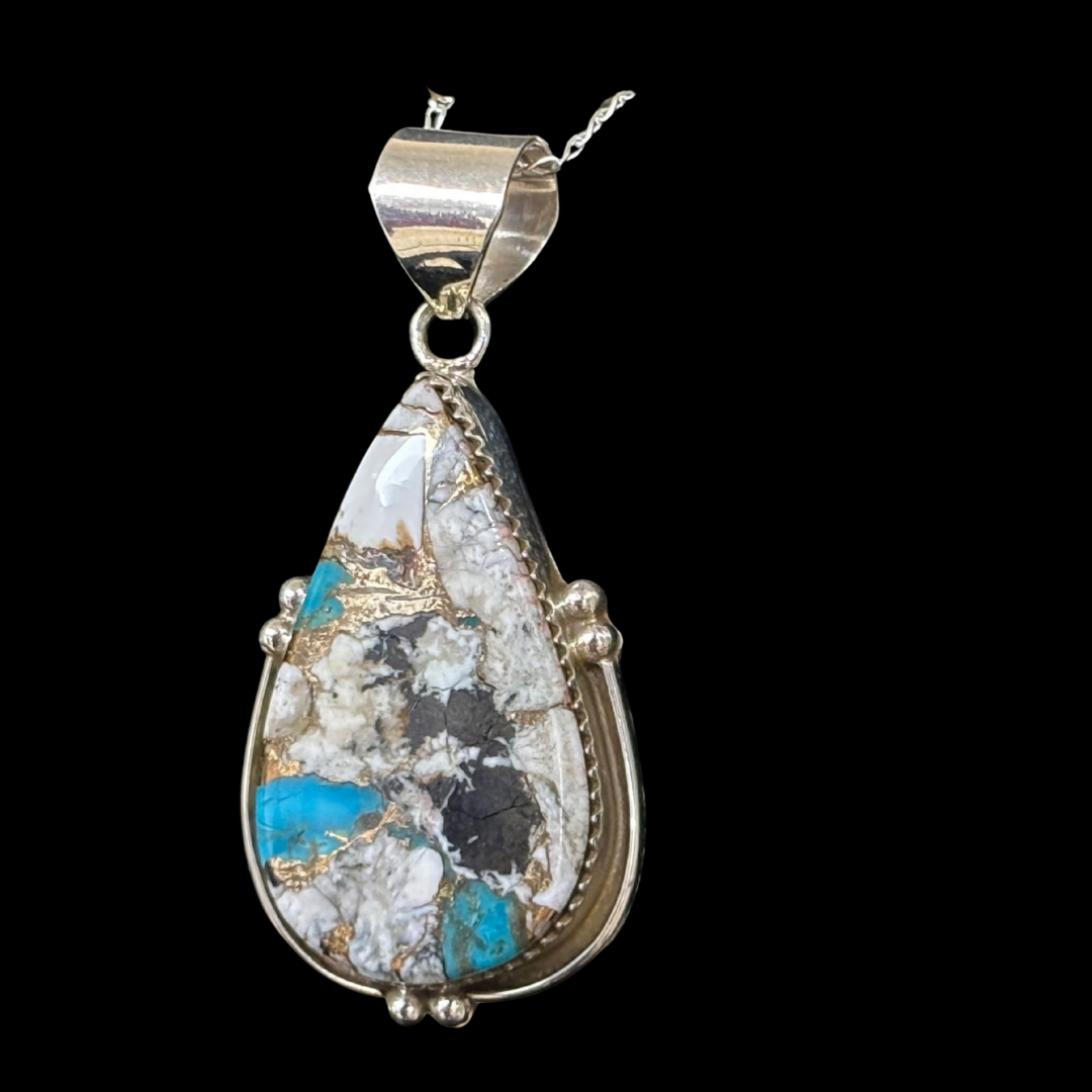 Mixed Stone Composite Sterling Silver Pendant by Nelson Morgan