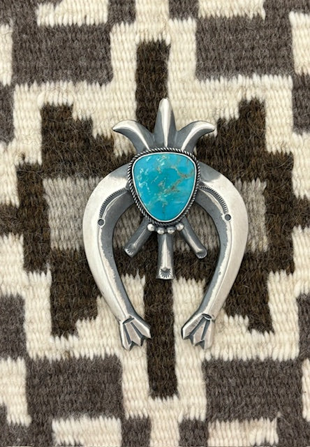 Navajo sandcast silver & turquoise naja