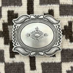 Navajo sterling silver stamped belt buckle