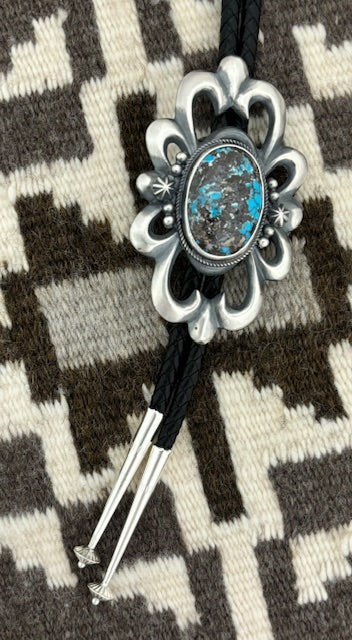 Navajo silver & turquoise bolo tie