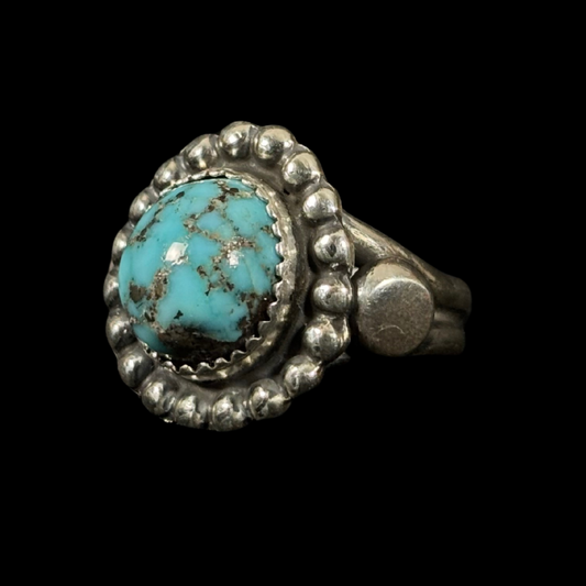 Navajo Bisbee Turquoise Ring by Janette Dale | Sterling Silver Handmade Jewelry
