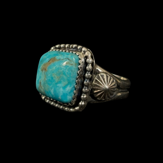 Navajo Kingman Turquoise Ring by Janette Dale | Sterling Silver Handmade Jewelry
