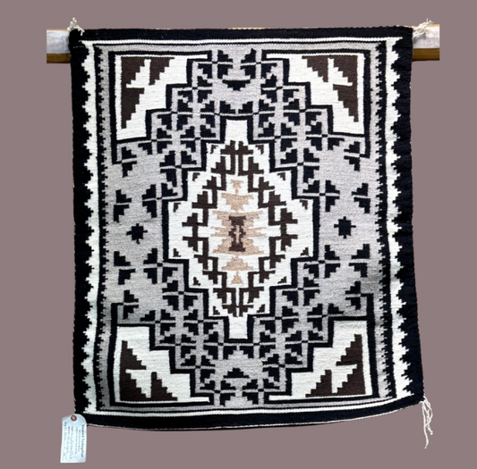 Navajo Two Grey Hills Rug by Shirley Lopez | Handwoven Native American Textile