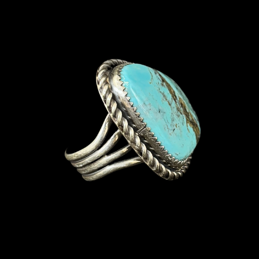 Jeanette Dale Kingman Turquoise Ring | Navajo Sterling Silver Size 9.5