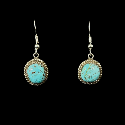 Nelson Morgan Kingman Turquoise Earrings | Navajo Sterling Silver