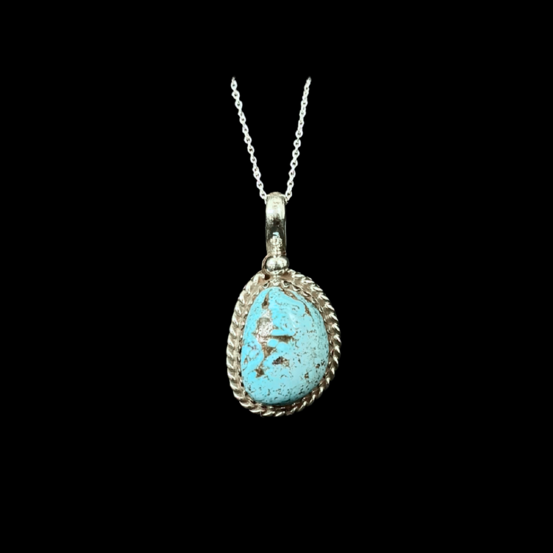 Nelson Morgan Kingman Turquoise Pendant | Navajo Sterling Silver