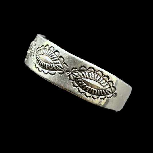 Perry Shorty Navajo Coin Silver Bracelet | Hand-Stamped Cuff