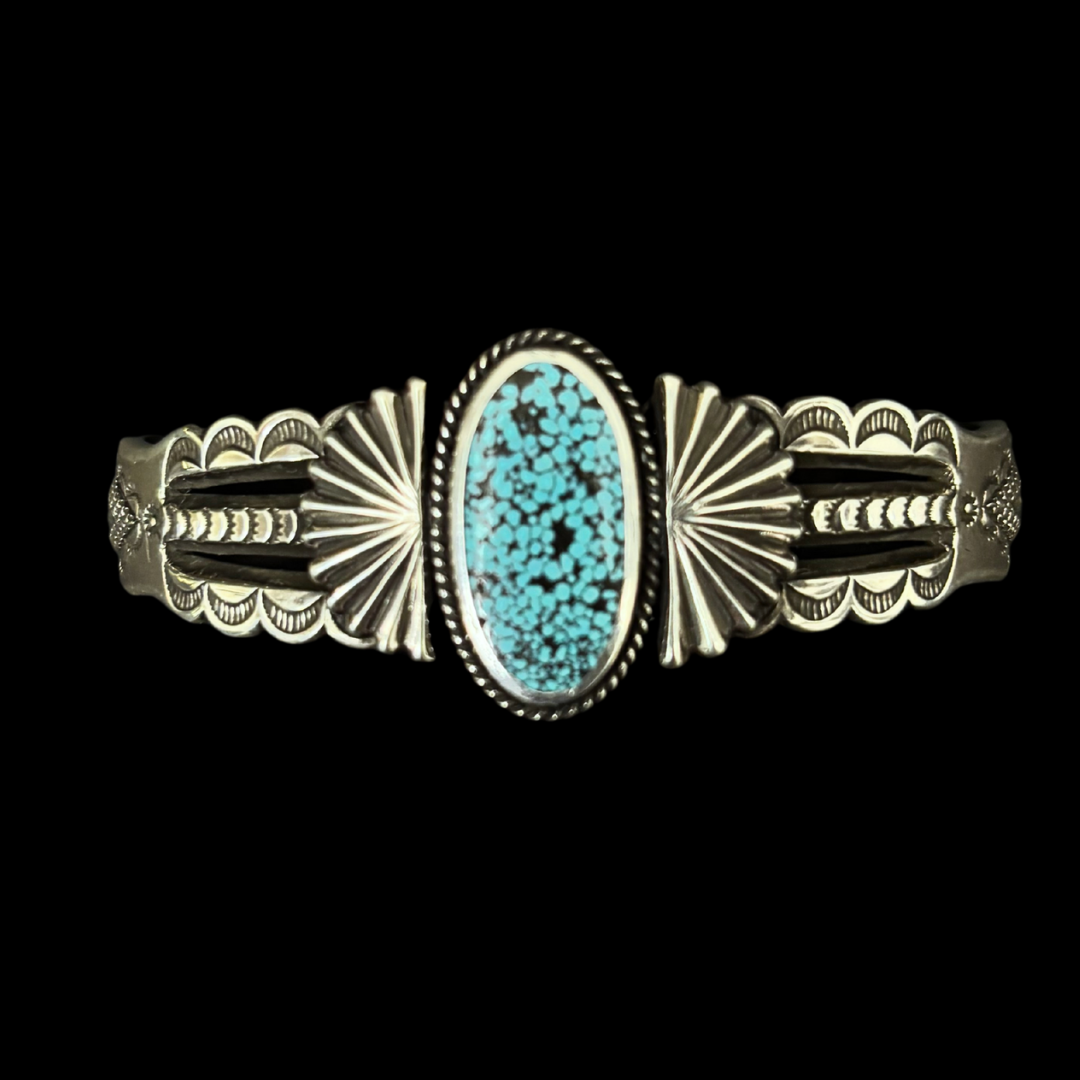 Quaid Shorty Kingman Turquoise Bracelet | Navajo Sterling Silver