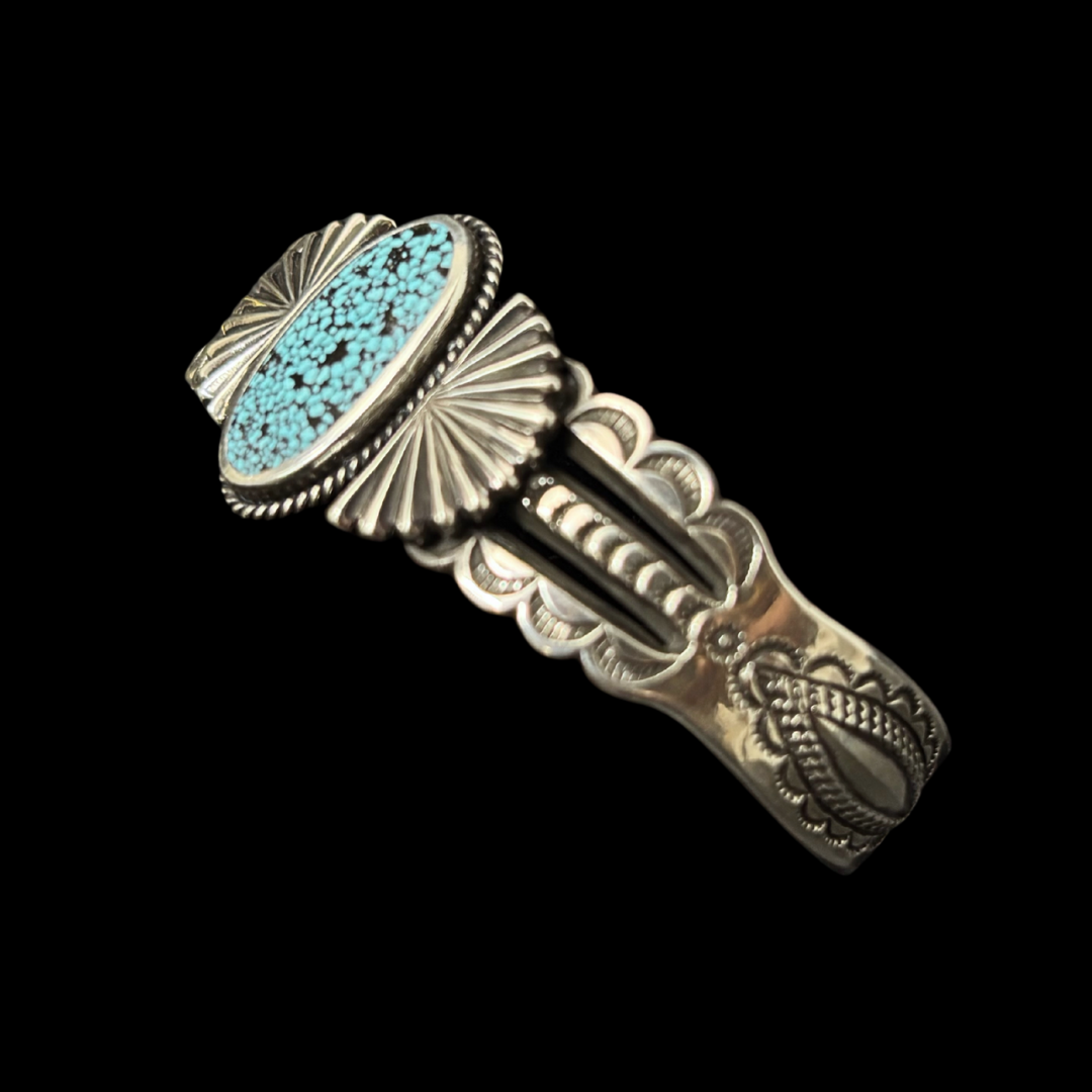 Quaid Shorty Kingman Turquoise Bracelet | Navajo Sterling Silver