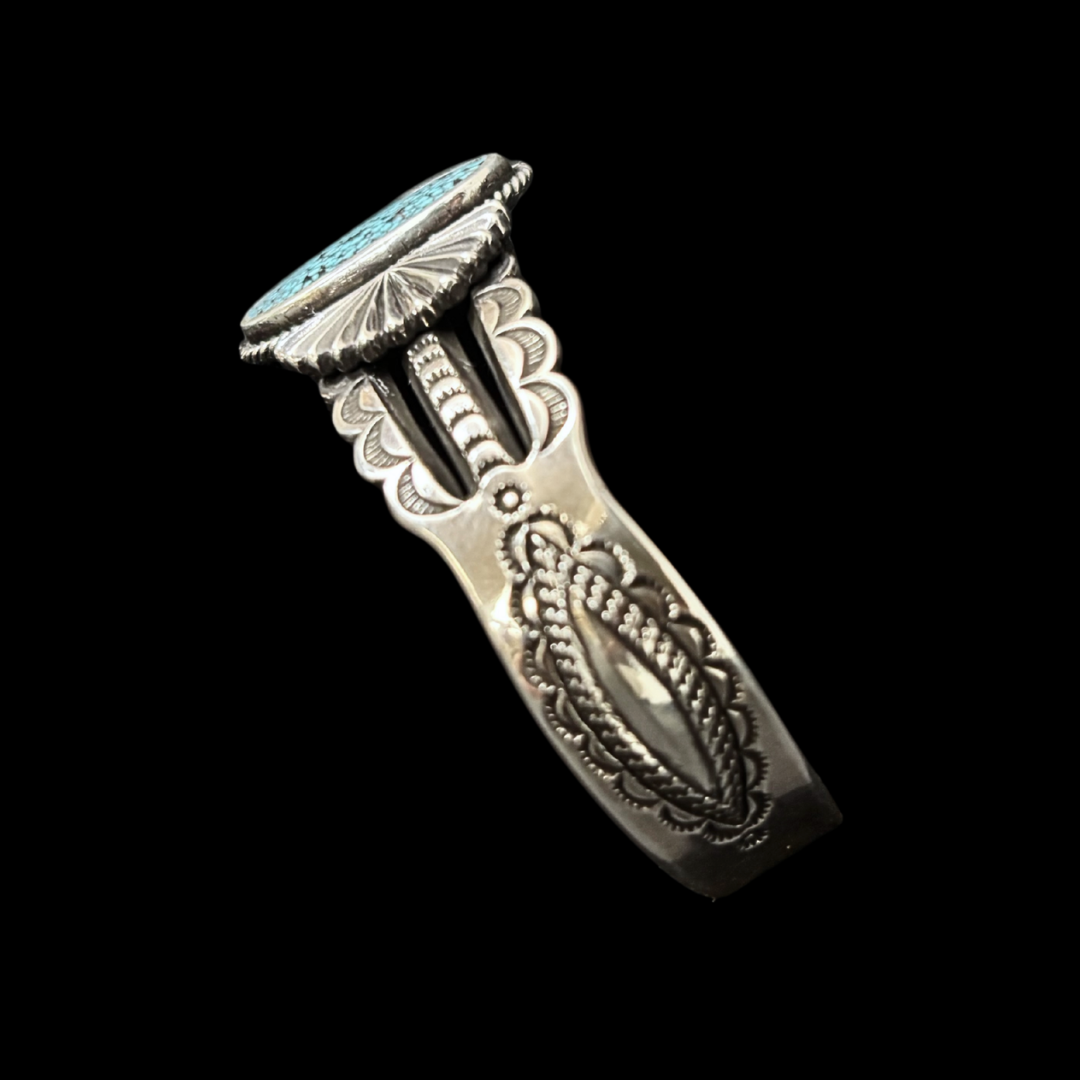 Quaid Shorty Kingman Turquoise Bracelet | Navajo Sterling Silver
