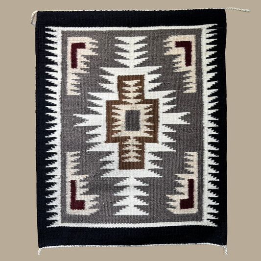 Authentic Two Grey Hills Navajo Rug by Elsie Whitehorse | Handmade 24.5" x 20"