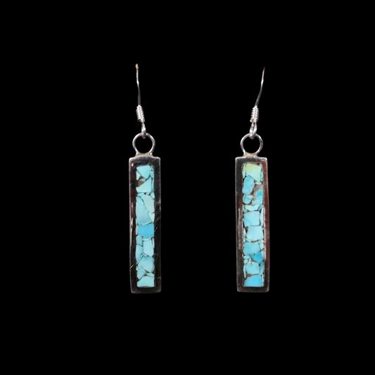 Andrew Lovato Turquoise Inlay Bar Earrings