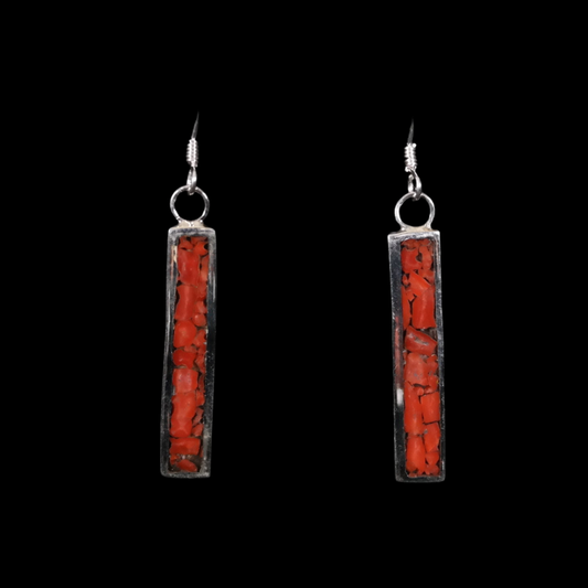Andrew Lovato Coral Inlay Bar Earrings