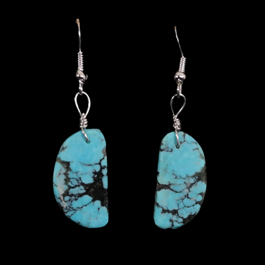 Andrew Lovato Turquoise Slab Dangle Earrings