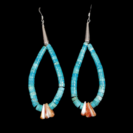 Andrew Lovato Turquoise and Spiny Oyster Jacla Earrings
