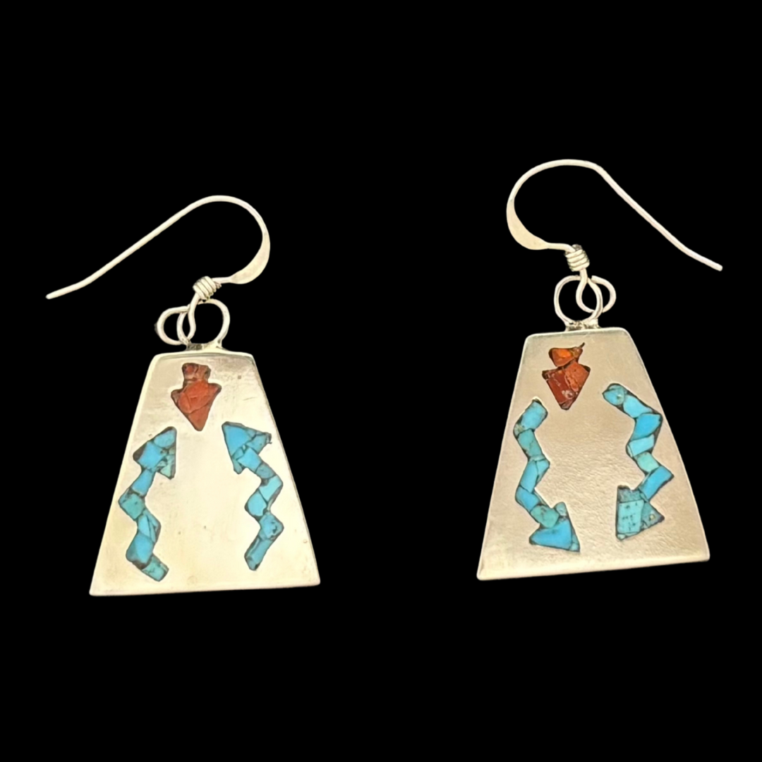 Andrew Lovato Inlay Pictorial Silver Earrings