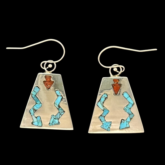 Andrew Lovato Inlay Pictorial Silver Earrings