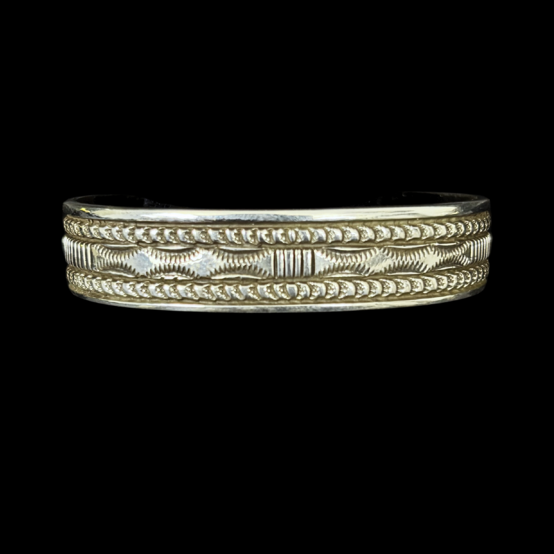 Bruce Morgan Navajo Sterling Silver Stamped Bracelet