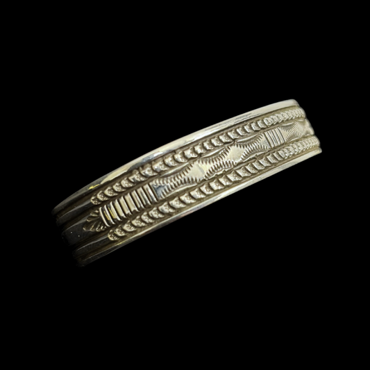 Bruce Morgan Navajo Sterling Silver Stamped Bracelet