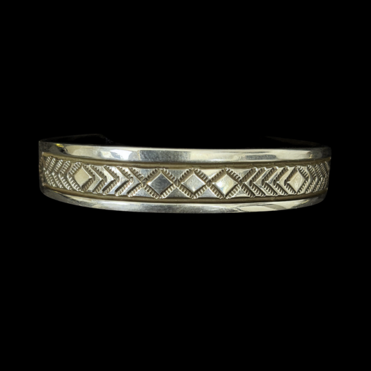 Bruce Morgan Navajo Sterling Silver Stamped Bracelet