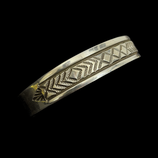 Bruce Morgan Navajo Sterling Silver Stamped Bracelet