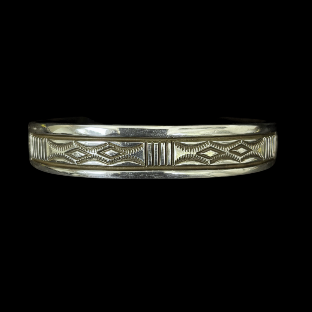 Bruce Morgan Navajo Sterling Silver Stamped Bracelet