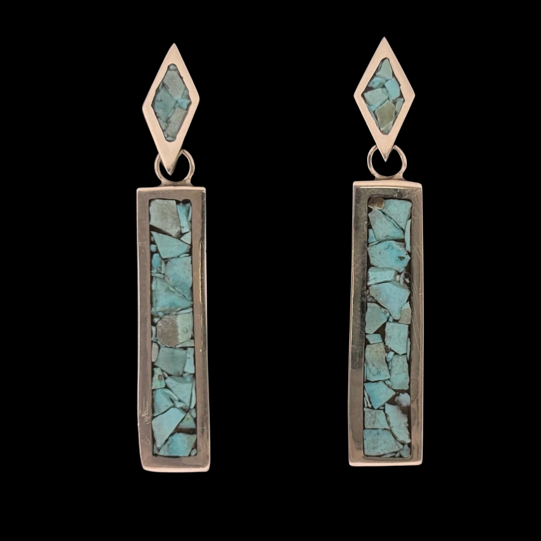 Andrew Lovato Turquoise Inlay Bar Earrings
