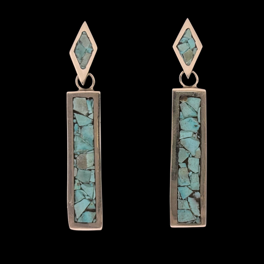 Andrew Lovato Turquoise Inlay Bar Earrings