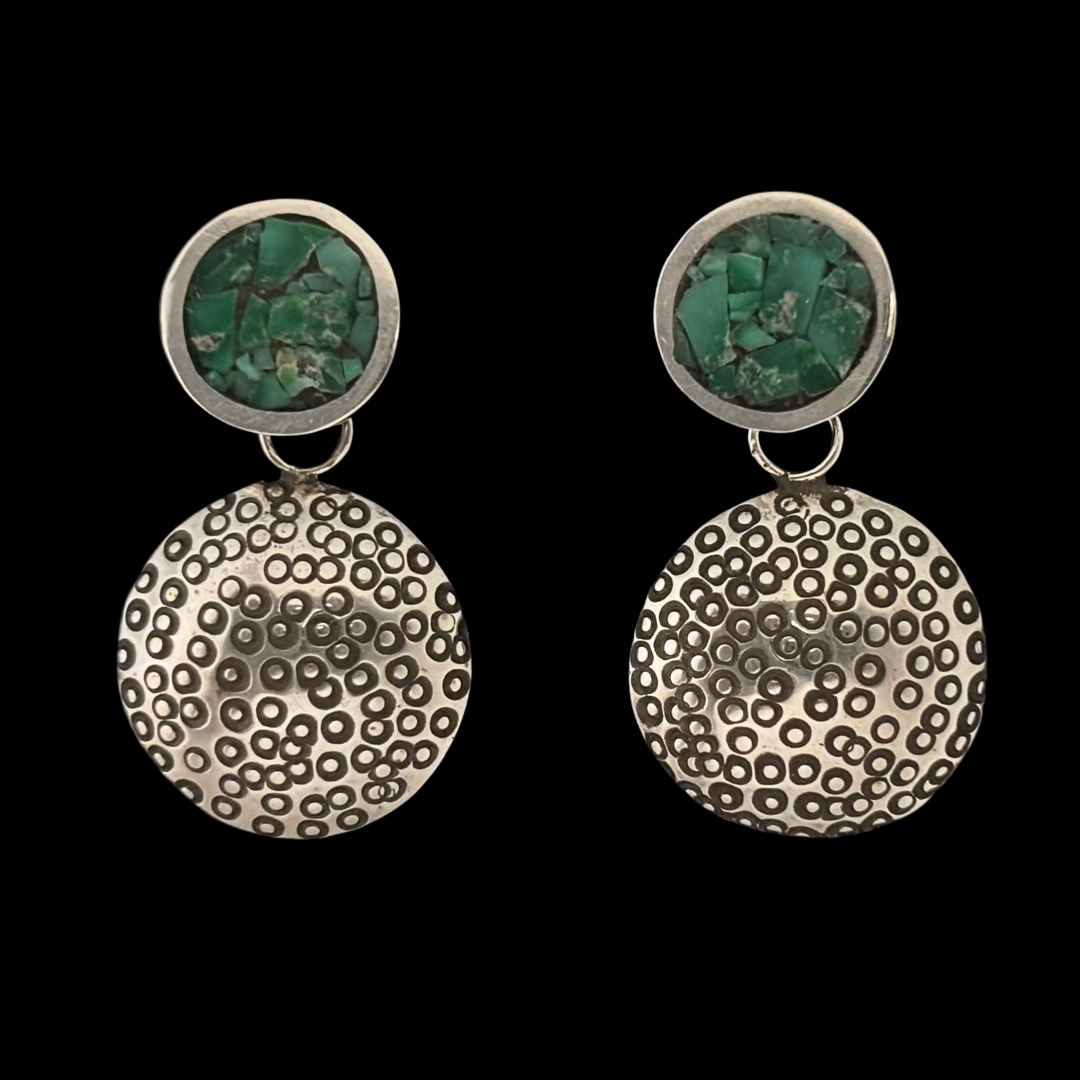 Andrew Lovato Turquoise Inlay Circle Earrings