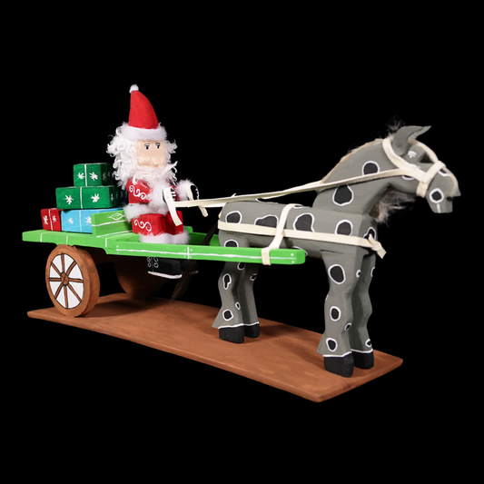 Navajo Folk Art Santa Claus Horse Cart by Delbert Buck
