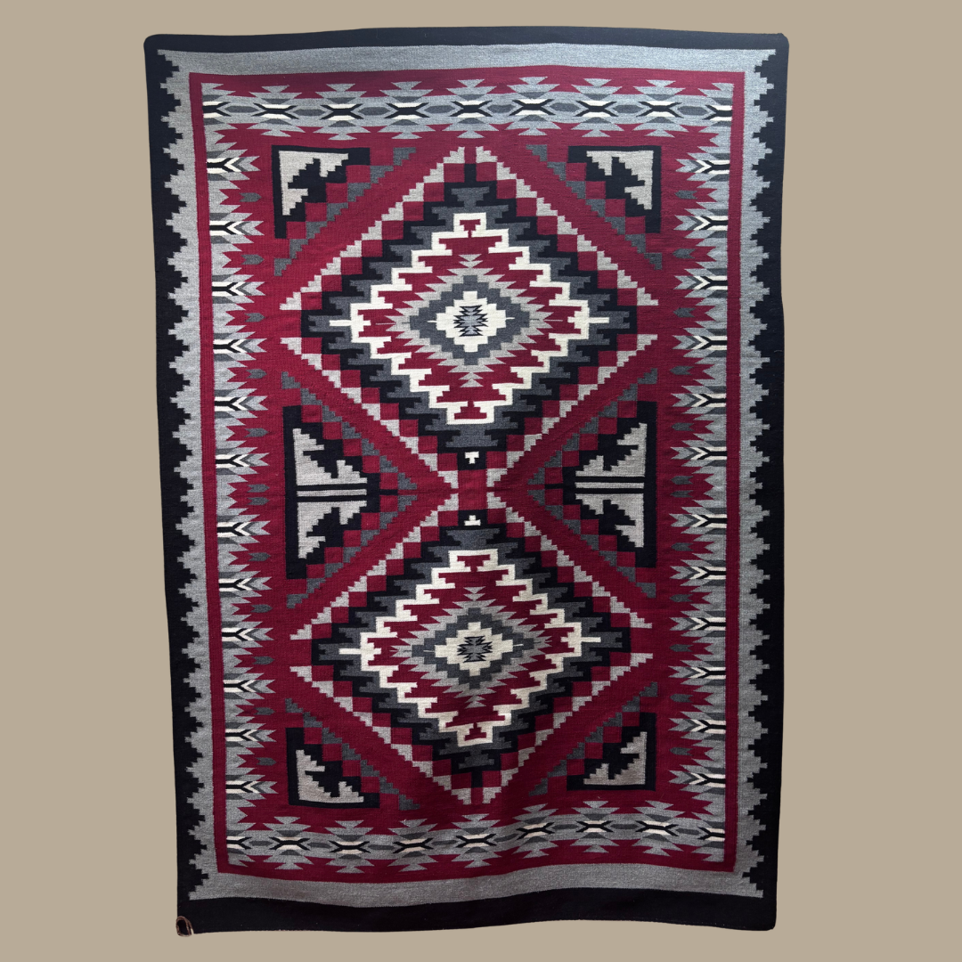 Handmade Ganado Navajo Rug by Caroline Benally | 83" x 57" | Authentic Native American Rug