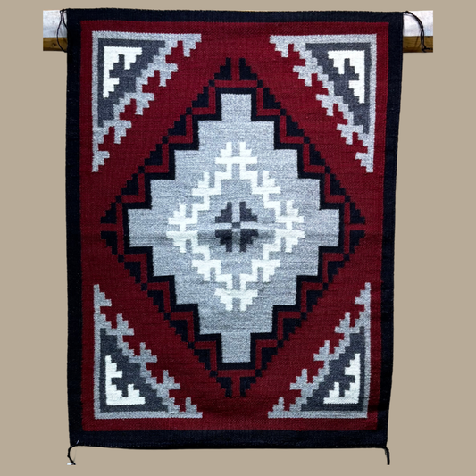 Authentic Ganado Navajo Rug by Isabel Leonard | Handmade 32" x 24" Native American Weaving