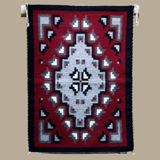 Authentic Ganado Navajo Rug by Shirley Joe | Handmade 36" x 26" Native American Weaving