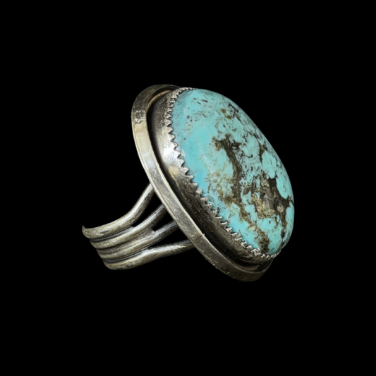 Jeanette Dale Kingman Turquoise Ring | Navajo Sterling Silver Size 10.5