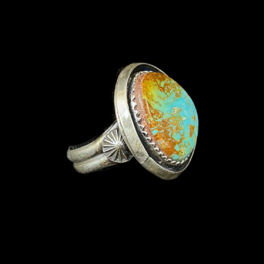 Jeanette Dale Royston Turquoise Ring | Navajo Sterling Silver Size 7.5