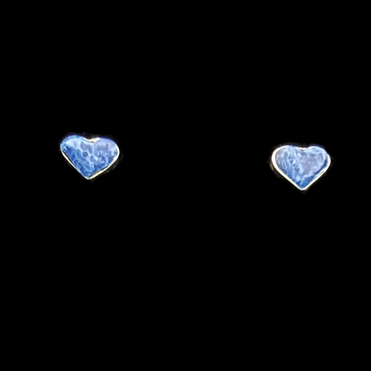 Zuni Heart-Shaped Lapis Inlay Stud Earrings