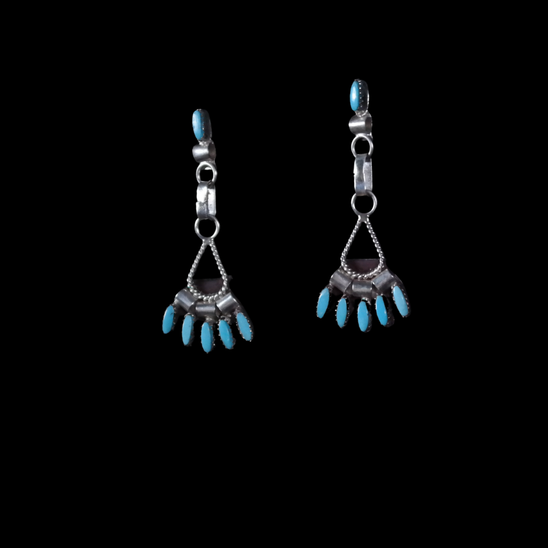 Sterling Silver Necklace & Earring Set with Blue Bird Turquoise Cluster