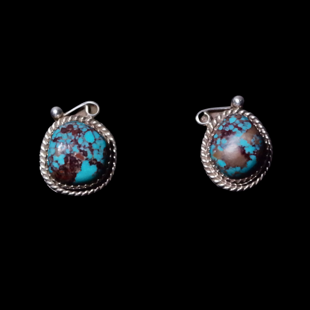 Sterling Silver & Turquoise Stud Earrings By Nelson Morgan
