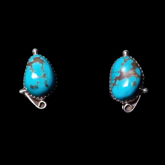 Sterling Silver & Turquoise Stud Earrings By Nelson Morgan