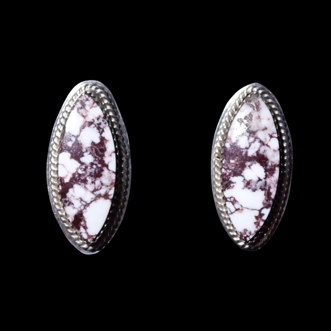 Sterling Silver & Wild Horse Jasper Stud Earrings By Nelson Morgan