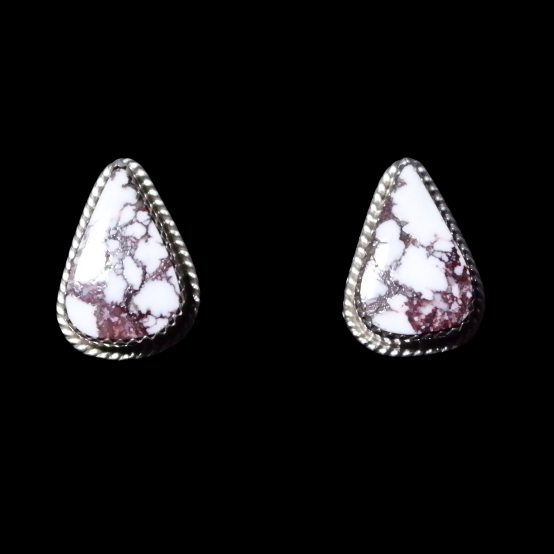 Sterling Silver & Wild Horse Jasper Stud Earrings By Nelson Morgan