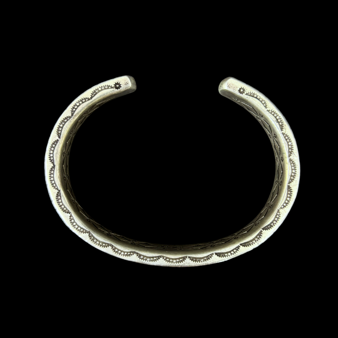 Perry Shorty Navajo Coin Silver Bracelet | Hand-Stamped Cuff