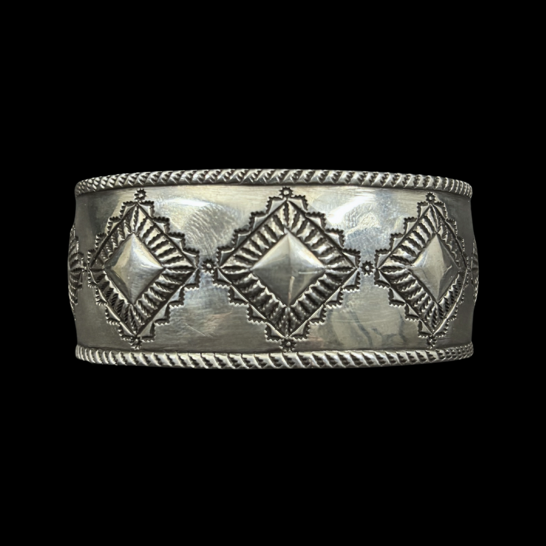 Perry Shorty Navajo Coin Silver Bracelet | Hand-Stamped Cuff