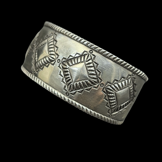 Perry Shorty Navajo Coin Silver Bracelet | Hand-Stamped Cuff