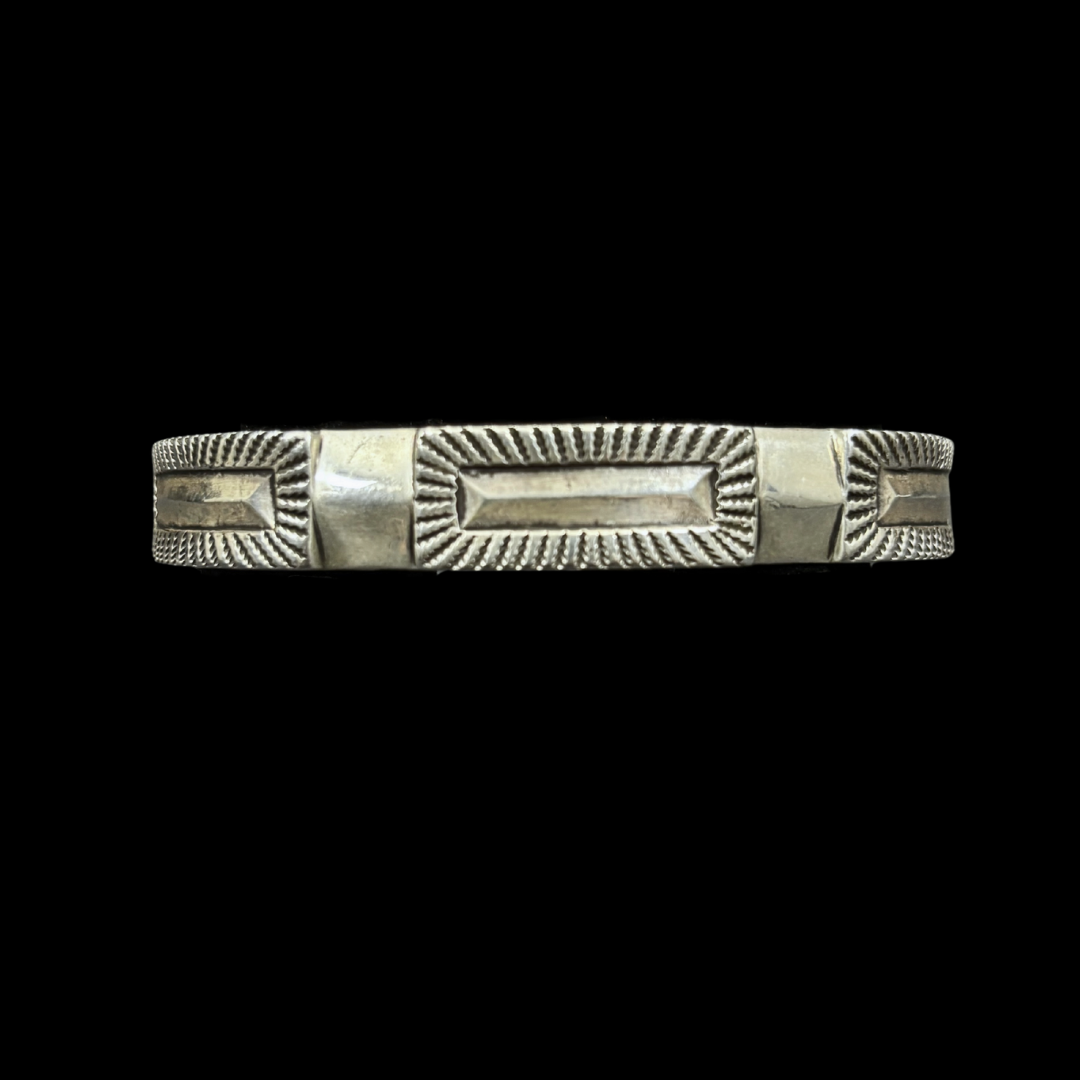 Perry Shorty Navajo Coin Silver Bracelet | Hand-Stamped Cuff